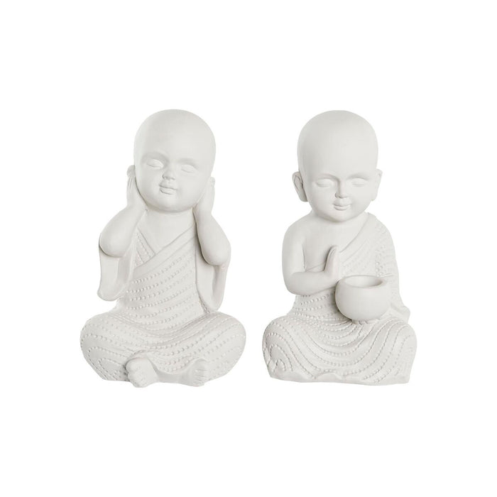 Decorative Figure Dkd Home Decor 25.5 X 19 X 39 Cm White Monk Oriental 2 Units