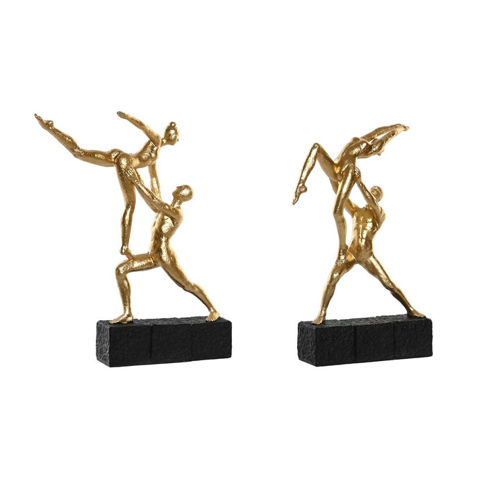 Decorative Figure Dkd Home Decor 21 X 5.5 X 25.5 Cm Black Golden Gymnast 2 Units