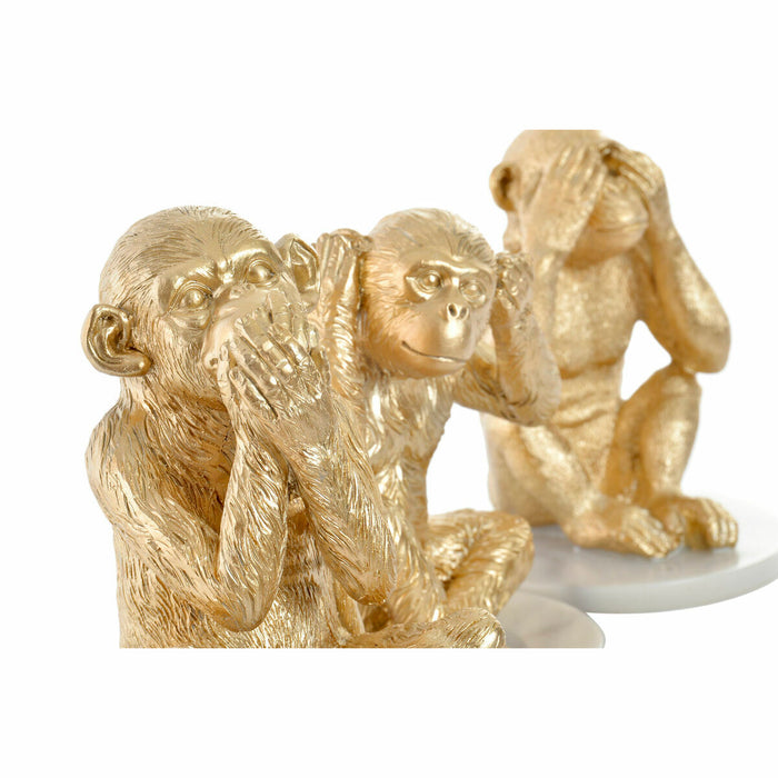 Decorative Figure Dkd Home Decor White Golden Tropical Monkeys 10.5 X 10.5 X 18.5 Cm 3 Pieces