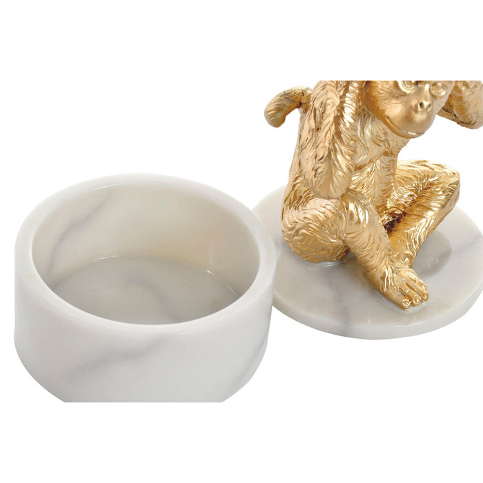 Decorative Figure Dkd Home Decor White Golden Tropical Monkeys 10.5 X 10.5 X 18.5 Cm 3 Pieces