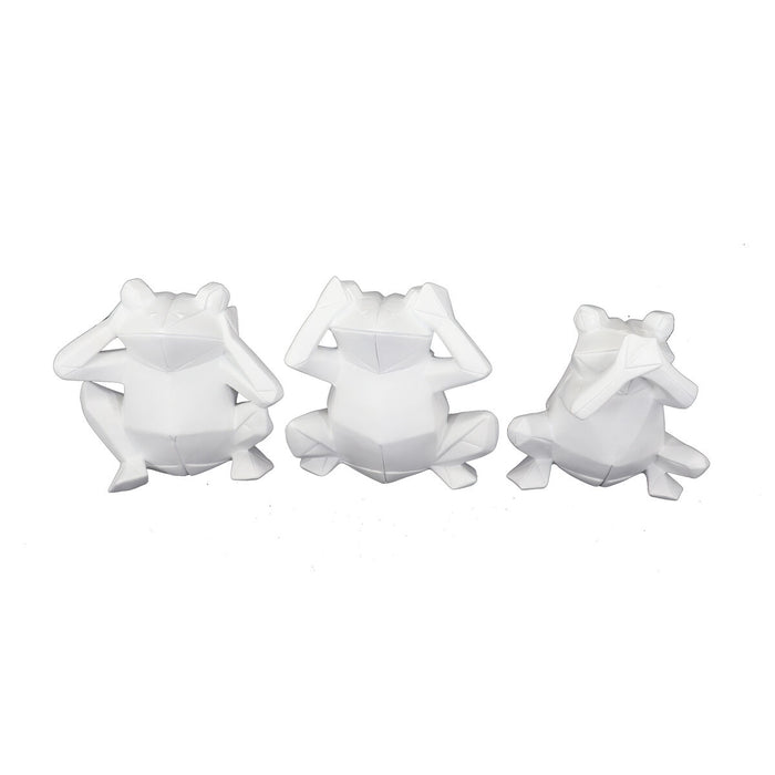 Decorative Figure Dkd Home Decor 18.5 X 13 X 17.8 Cm White Frog 3 Units