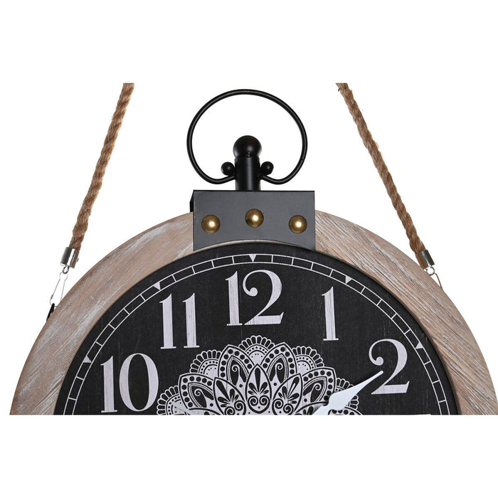 Table Clock Dkd Home Decor 40 X 6.5 X 46 Cm Black White Iron Mandala Mdf Wood 2 Units