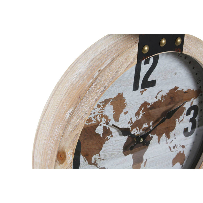 Wall Clock Dkd Home Decor 40 X 4 X 54 Cm Crystal Iron Mdf Wood World Map 2 Units