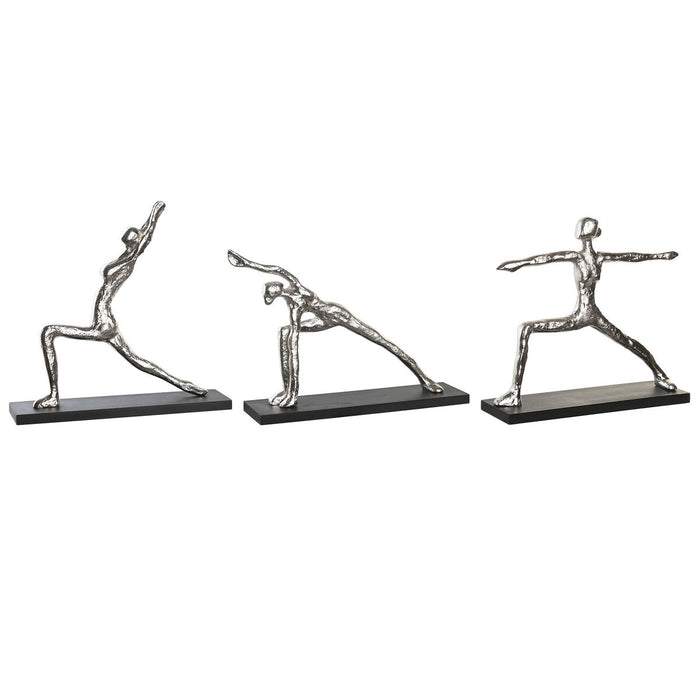 Decorative Figure Dkd Home Decor 33 X 10 X 35 Cm Silver Black Indian Man Yoga 3 Units