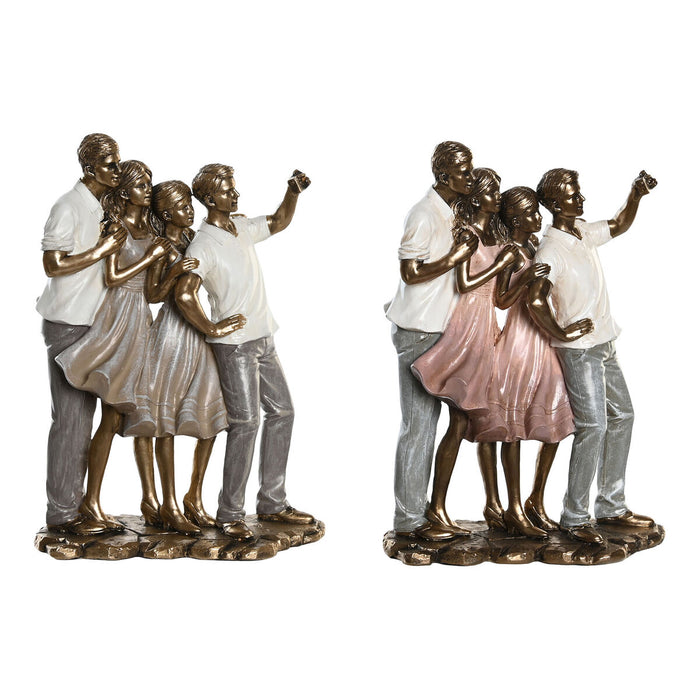 Decorative Figure Dkd Home Decor 18 X 10 X 25 Cm Pink Golden White Family 2 Units