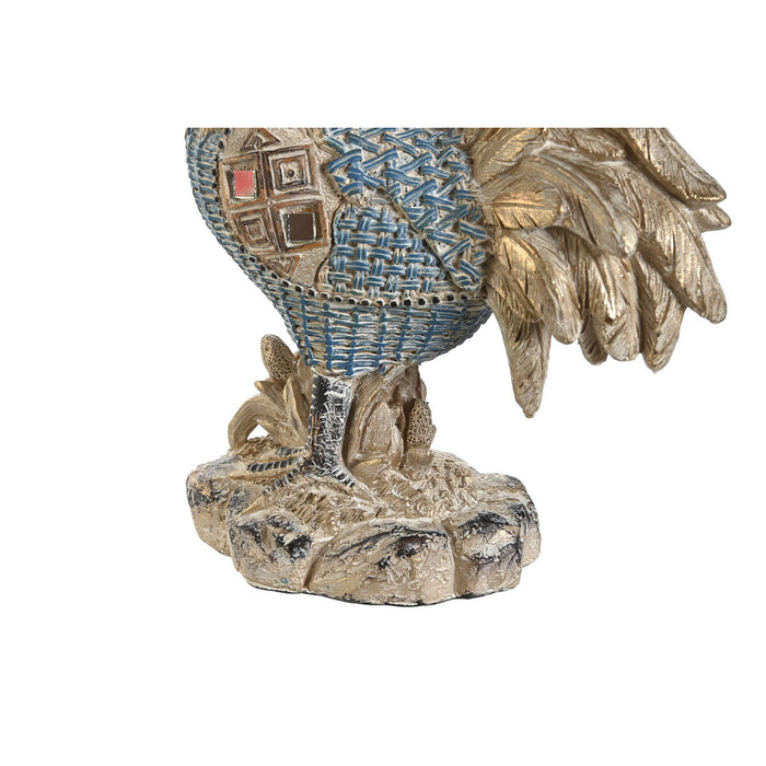 Decorative Figure Dkd Home Decor 14.3 X 7.5 X 20 Cm Blue Turquoise Rooster Stripped 2 Units