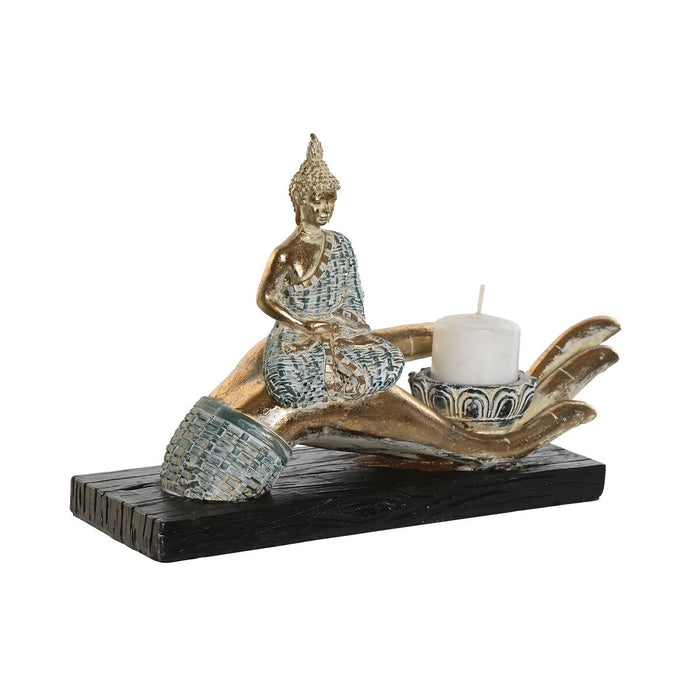 Decorative Figure Dkd Home Decor 25.7 X 8 X 16 Cm Blue Buddha Turquoise Oriental Stripped 2 Units