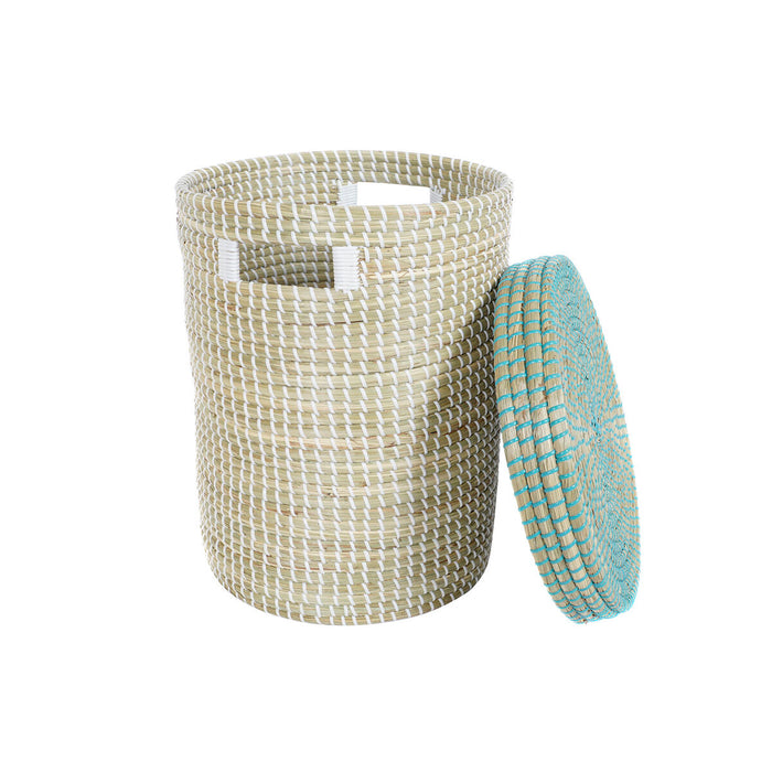 Basket Set Dkd Home Decor Blue White Natural Seagrass 44 x