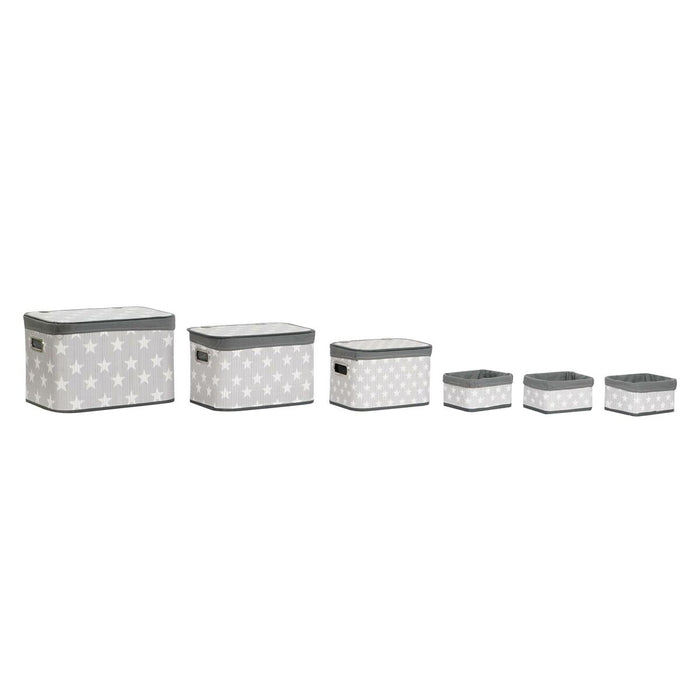 Basket Set Dkd Home Decor White Grey Bamboo Mdf Wood Stars 51 X 35 X 33 Cm