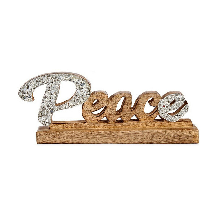 Decorative Figure Peace Glitter 6 x 13 31 Cm Silver Wood