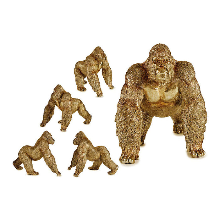 Decorative Figure Gorilla Golden Resin 30 X 35 X 44 Cm