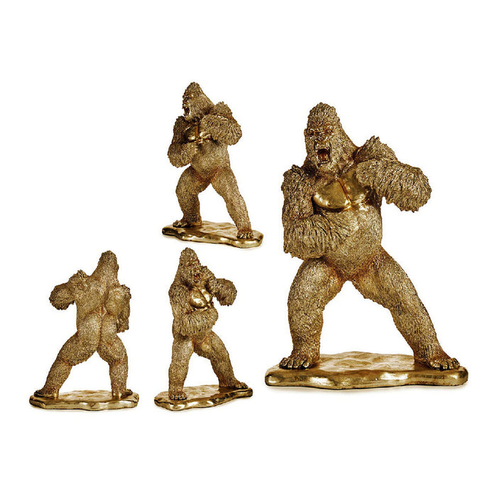 Decorative Figure Gorilla Golden Resin 25 x 56 42 Cm