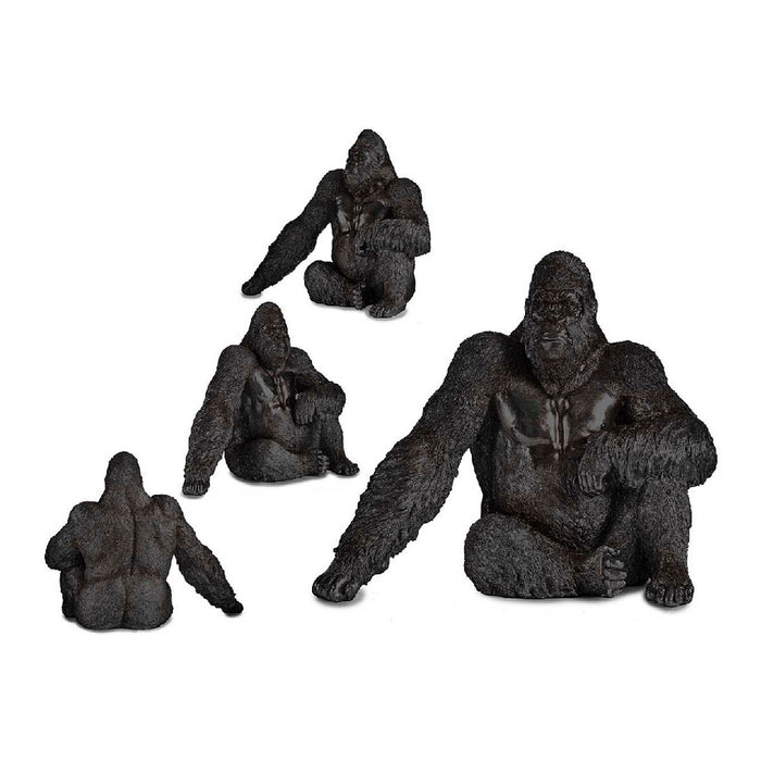 Decorative Figure Gorilla Black Resin 34 x 50 63 Cm