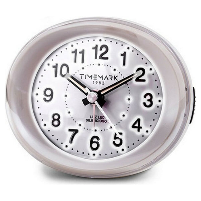 Analogue Alarm Clock Timemark White 9 X 9 X 5.5 Cm