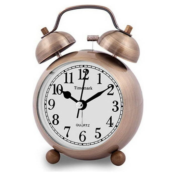 Analogue Alarm Clock Timemark Bronze 9 X 13.5 X 5.5 Cm