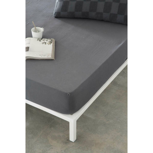 Fitted Bottom Sheet Naturals Elba Dark Grey 135 x 200 Double