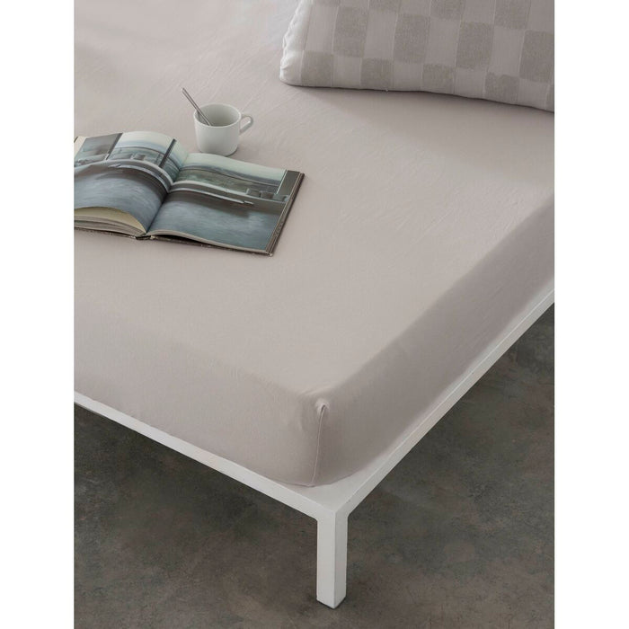 Fitted Bottom Sheet Naturals Elba Light Grey 150 X 200 King Size