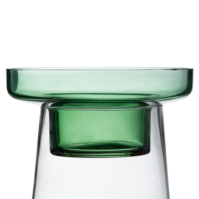 Candleholder 16.5 x 35 Cm Green Glass