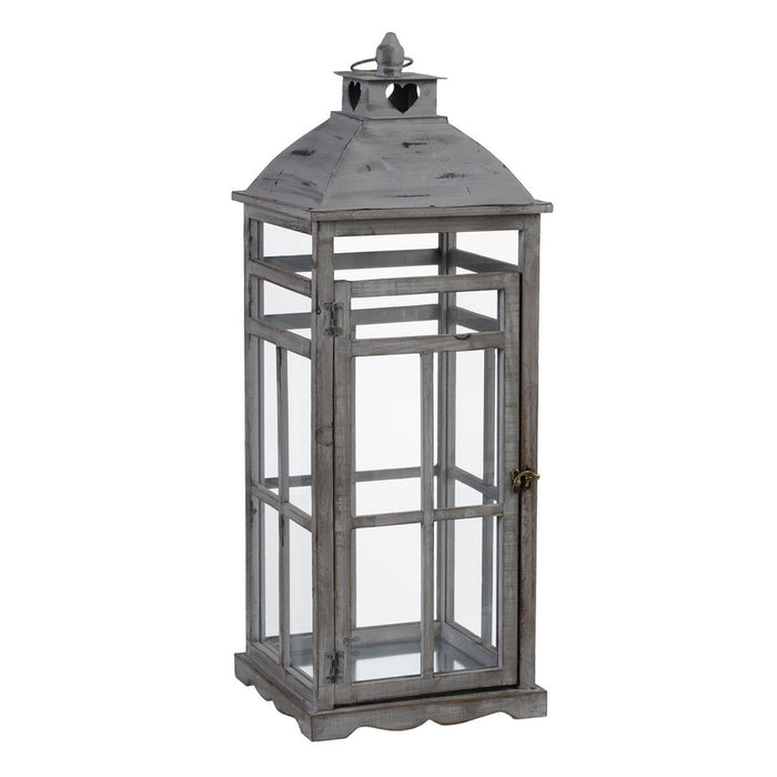 Lantern 28 x 75 Cm Candleholder Grey Fir Wood 2 Units