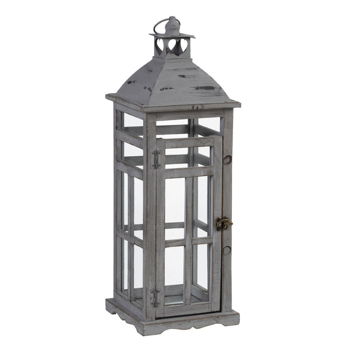 Lantern 28 x 75 Cm Candleholder Grey Fir Wood 2 Units