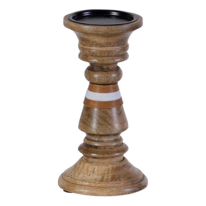 Candleholder Brown Mango Wood 12 X 12 X 23 Cm