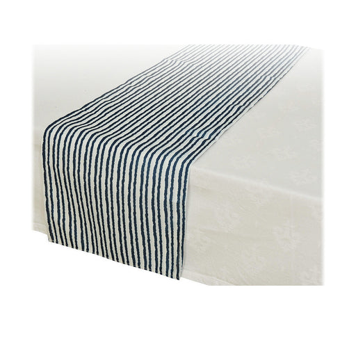 Table Runner Decoris Navy Blue/white Textile 32 x 150 Cm