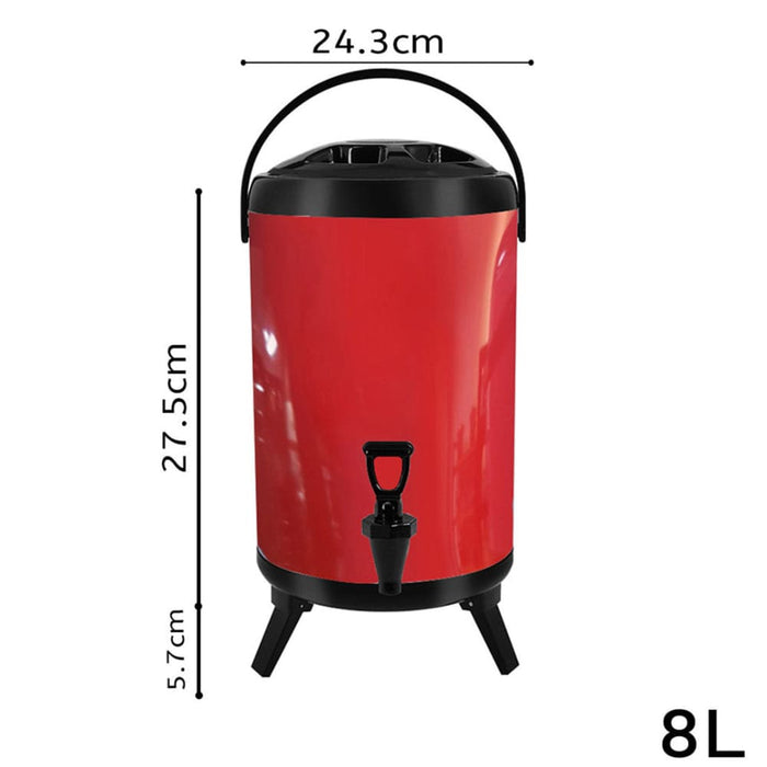 8x 8l Stainless Steel Insulated Milk Tea Barrel Hot And Cold