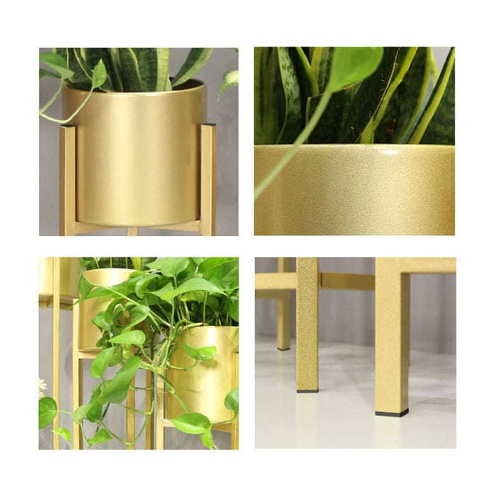 90cm Gold Metal Plant Stand With Flower Pot Holder Corner