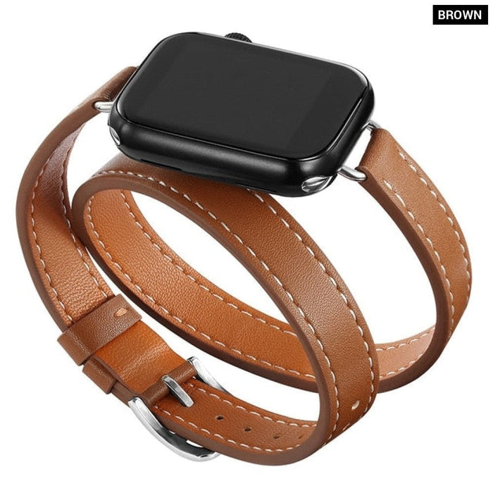 Double Tour Leather Strap For Apple Watch