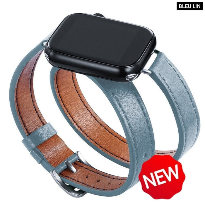 Double Tour Leather Strap For Apple Watch