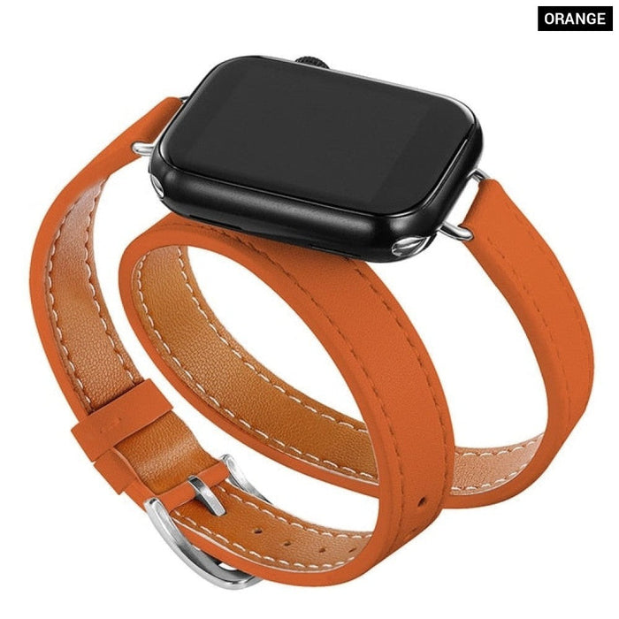 Double Tour Leather Strap For Apple Watch