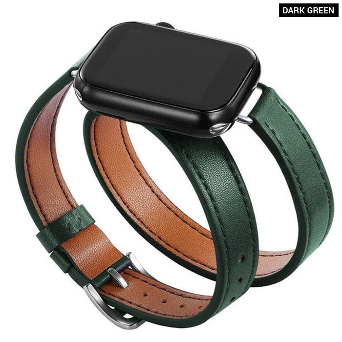 Double Tour Leather Strap For Apple Watch