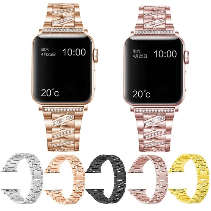 Stainless Steel Multicolour Diamond Strap For Apple Watch