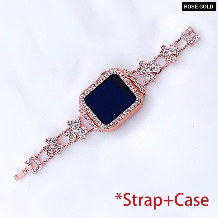 Stainless Steel Diamond Strap Case For Apple Watch