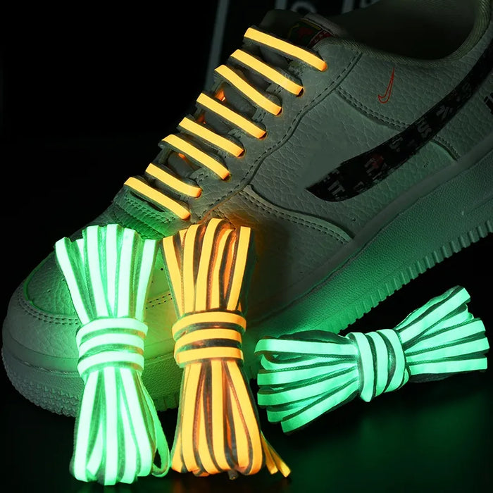 1Pair Semicircle Reflective Luminous Laser Sequin Shoe Laces 100/120/140Cm Length