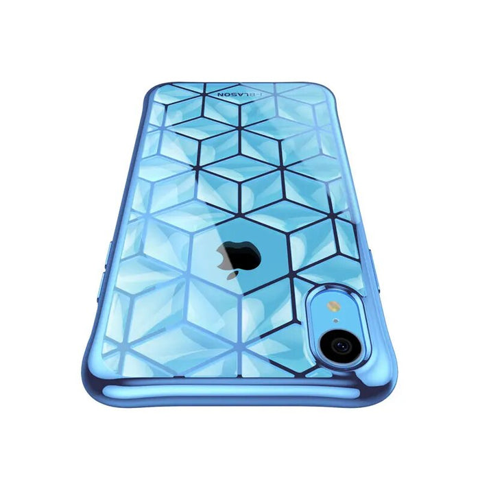 6.1" Slim Crystal Clear Flexible TPU Protective Cover with Geometric 3D Diamond Pattern For iPhone XR