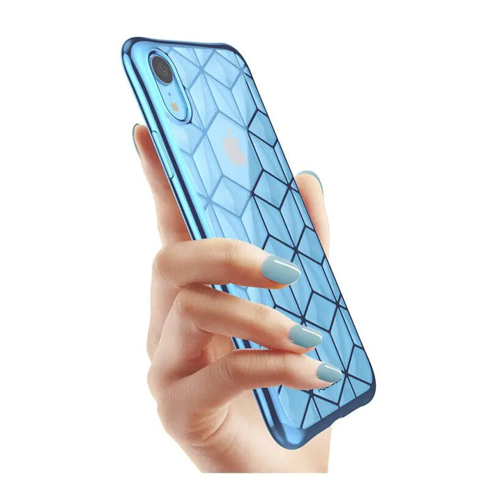 6.1" Slim Crystal Clear Flexible TPU Protective Cover with Geometric 3D Diamond Pattern For iPhone XR