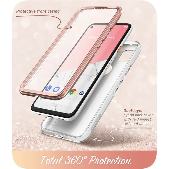 Full-Body Marble Glitter Case With Built-in Screen Protector For Google Pixel 4A (2020 Release)