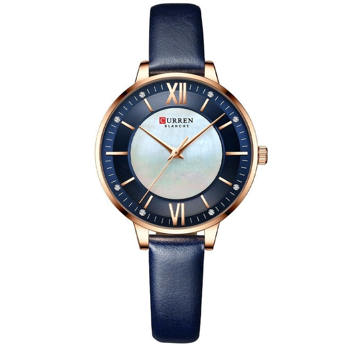 Women's Watches Elegant Ladies Wristwatch with Leather Bracelet Royal Blue