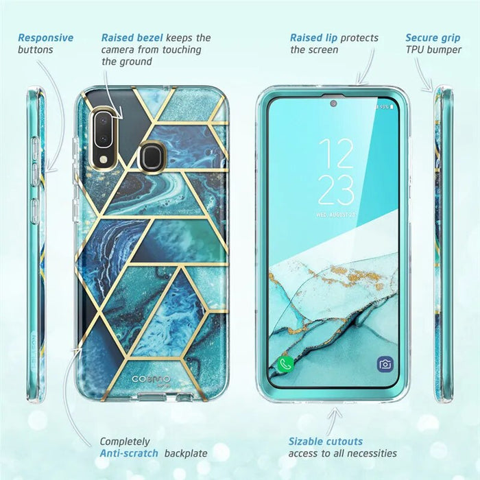 Full-Body Glitter Marble Bumper Case with Built-in Screen Protector For Samsung Galaxy A20/A30 (2019)