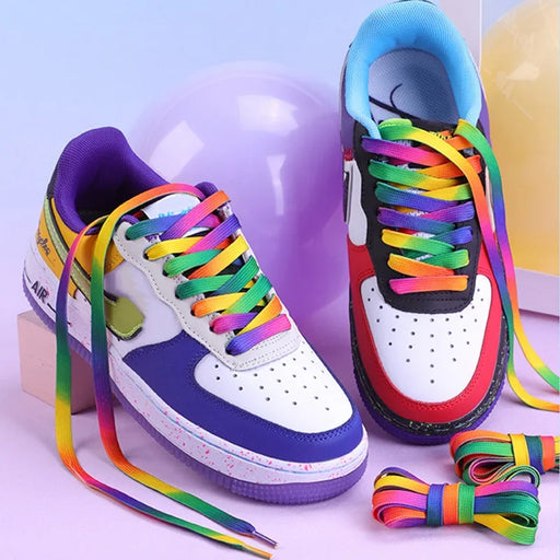 Flat Laces Rainbow Sneaker Colorful Print Gradient Casual