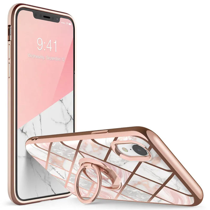 Slim Marble Cover with Built-in 360° Rotatable Ring Holder For iphone XR