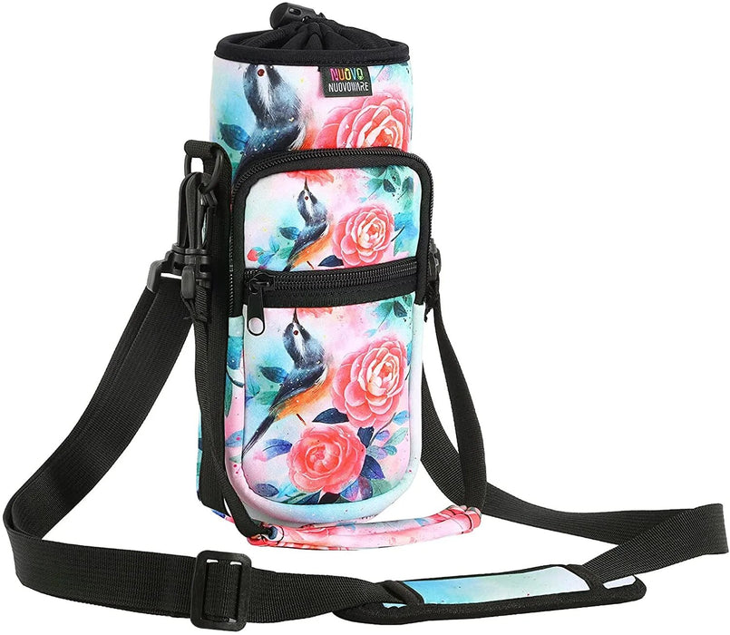 Water Bottle Carrier Bag Adjustable Shoulder Hand Strap 2 Pocket Sling Sleeve Sports Water Bottle Accessories for Hiking Travel