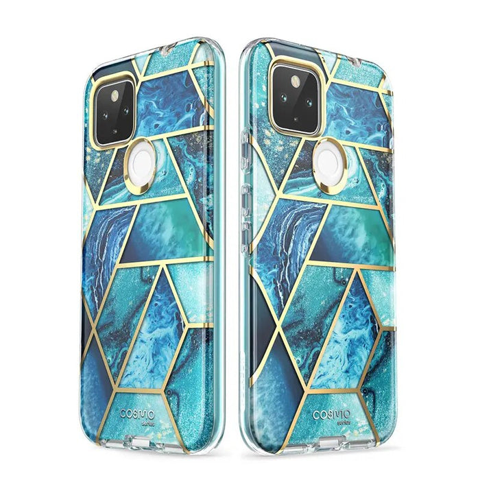 Full-Body Marble Glitter Case With  Built-in Screen Protector For Google Pixel 4A 5G