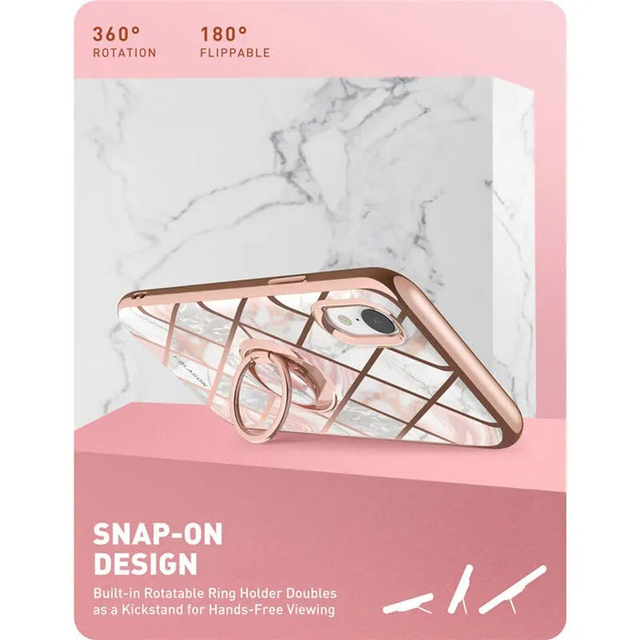 Slim Marble Cover with Built-in 360° Rotatable Ring Holder For iphone XR