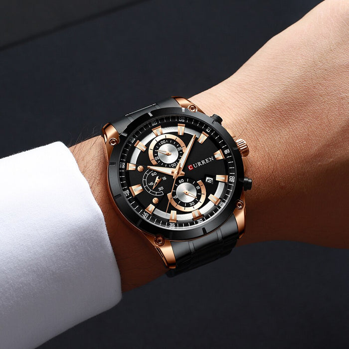 Creative Design Watches Men Luxury Casual Quartz Wristwatch with Stainless Steel Chronograph Sport Watch Male Clock