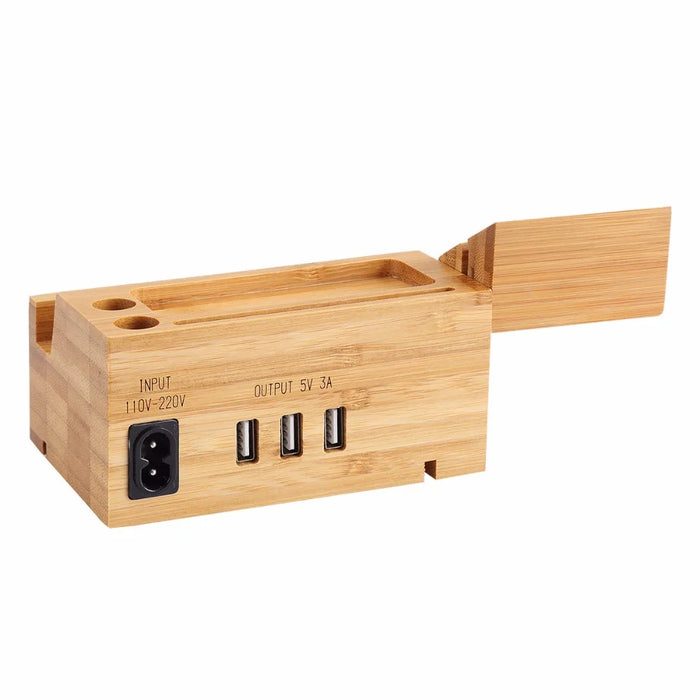 Wood Bamboo Charging Dock Charger Station Bracket Cradle Stand Holder For Apple Watch For Iphone Xs