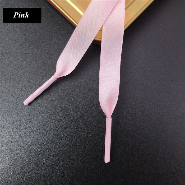 1Pair 1Cm Width Satin Silk Ribbon Shoe Laces 80/100/120/150Cm Length For Kids & Adults Shoes