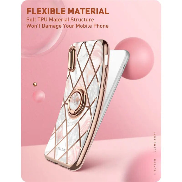 Slim Marble Cover with Built-in 360° Rotatable Ring Holder For iphone XR