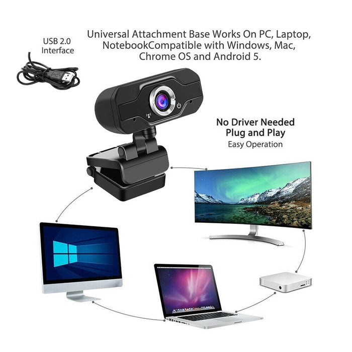 1080P HD Built-in Microphone USB Pro Stream Webcam For Desktop Laptops PC, IOS Windows M2